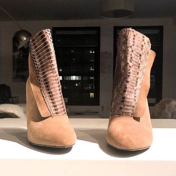 Rebecca Minkoff Suede & Snakeskin Ankle Boots - Picture 3 of 8